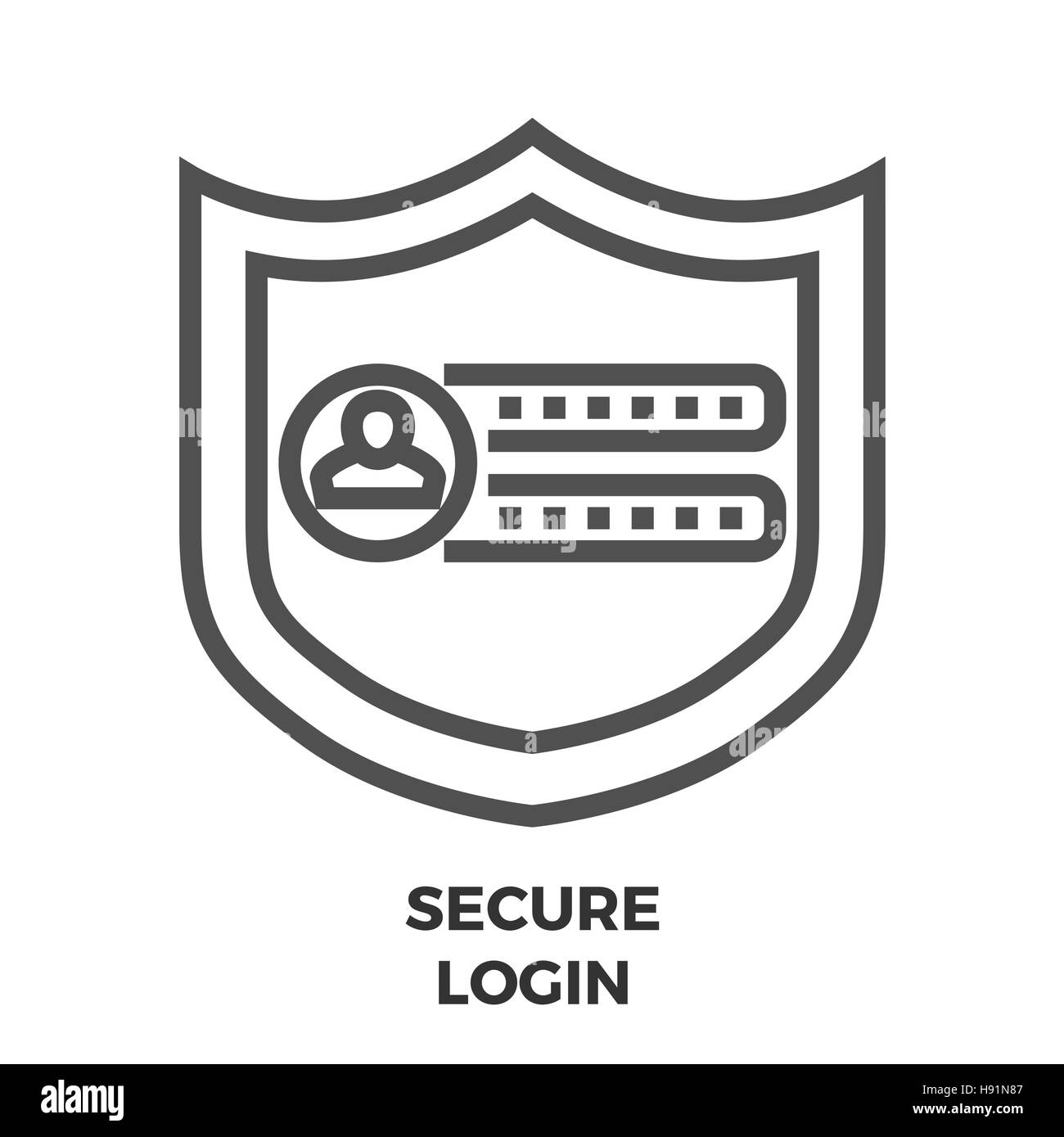 Login sicuro linea sottile icona vettore isolato su uno sfondo bianco. Illustrazione Vettoriale