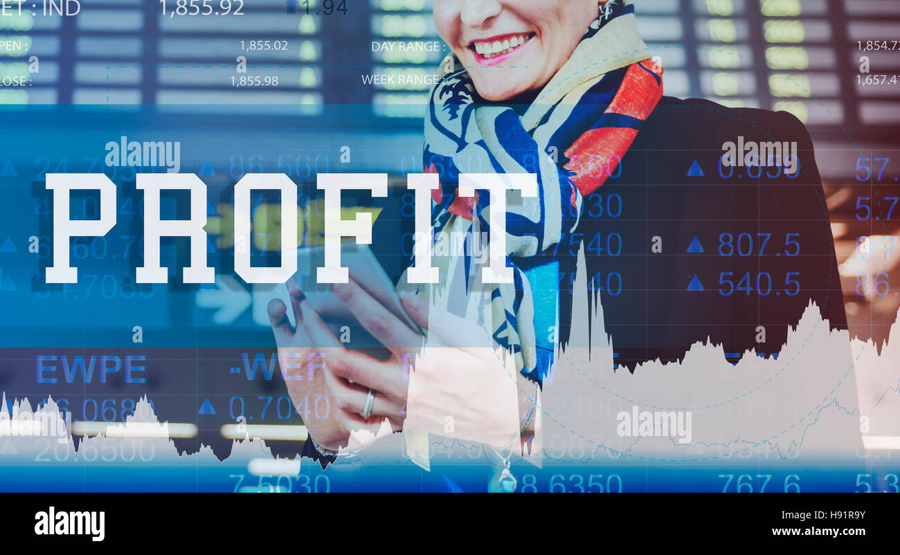 Attività di profitto a vantaggio del guadagno finanziario lordo concetto di reddito Foto Stock