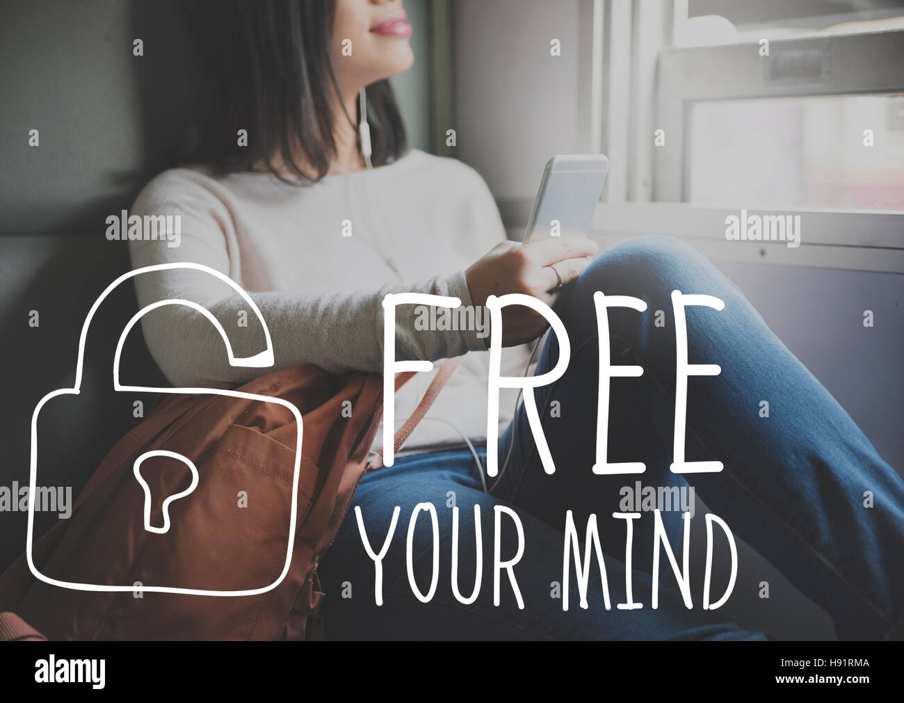 Libera la tua mente consapevolezza atteggiamento Concept Foto Stock