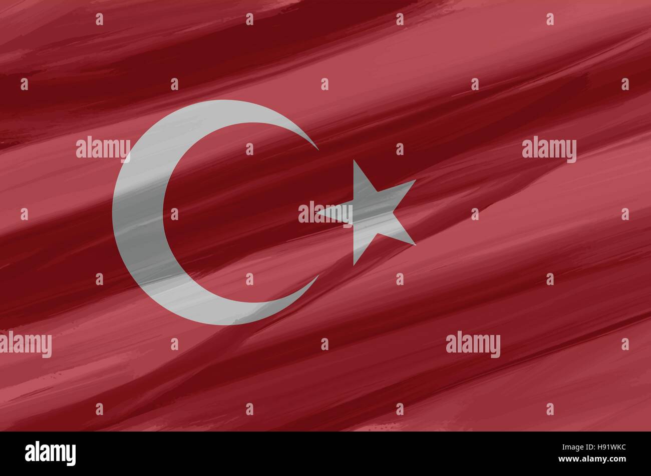 La Turchia dipinto / vettore disegnato bandiera. Drammatico, sguardo insolito. Il vettore contiene file di bandiera e gli strati di texture Illustrazione Vettoriale
