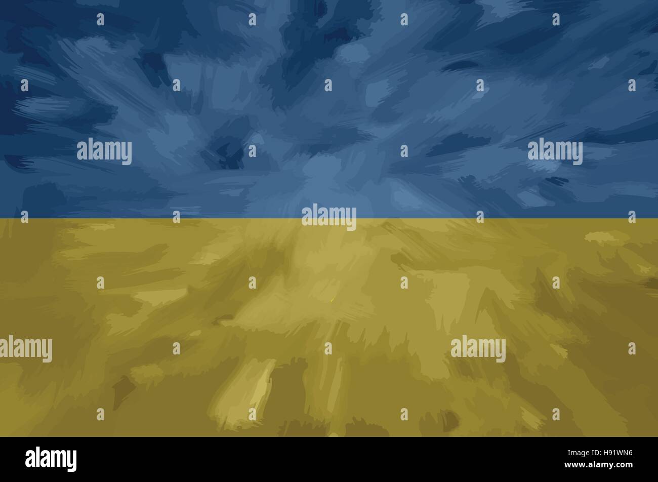 L'Ucraina dipinto / vettore disegnato bandiera. Drammatico, sguardo insolito. Il vettore contiene file di bandiera e gli strati di texture Illustrazione Vettoriale