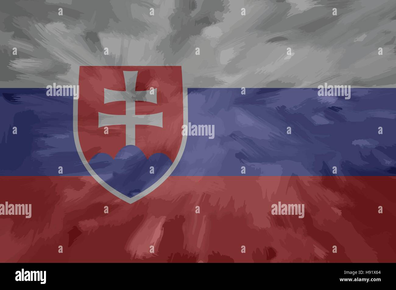 La Slovacchia dipinto / vettore disegnato bandiera. Drammatico, sguardo insolito. Il vettore contiene file di bandiera e gli strati di texture Illustrazione Vettoriale