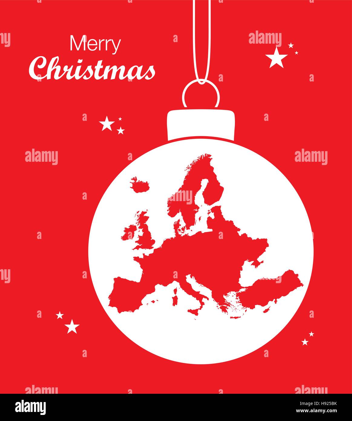 Buon Natale illustrazione con tema Mappa di Europa Illustrazione Vettoriale