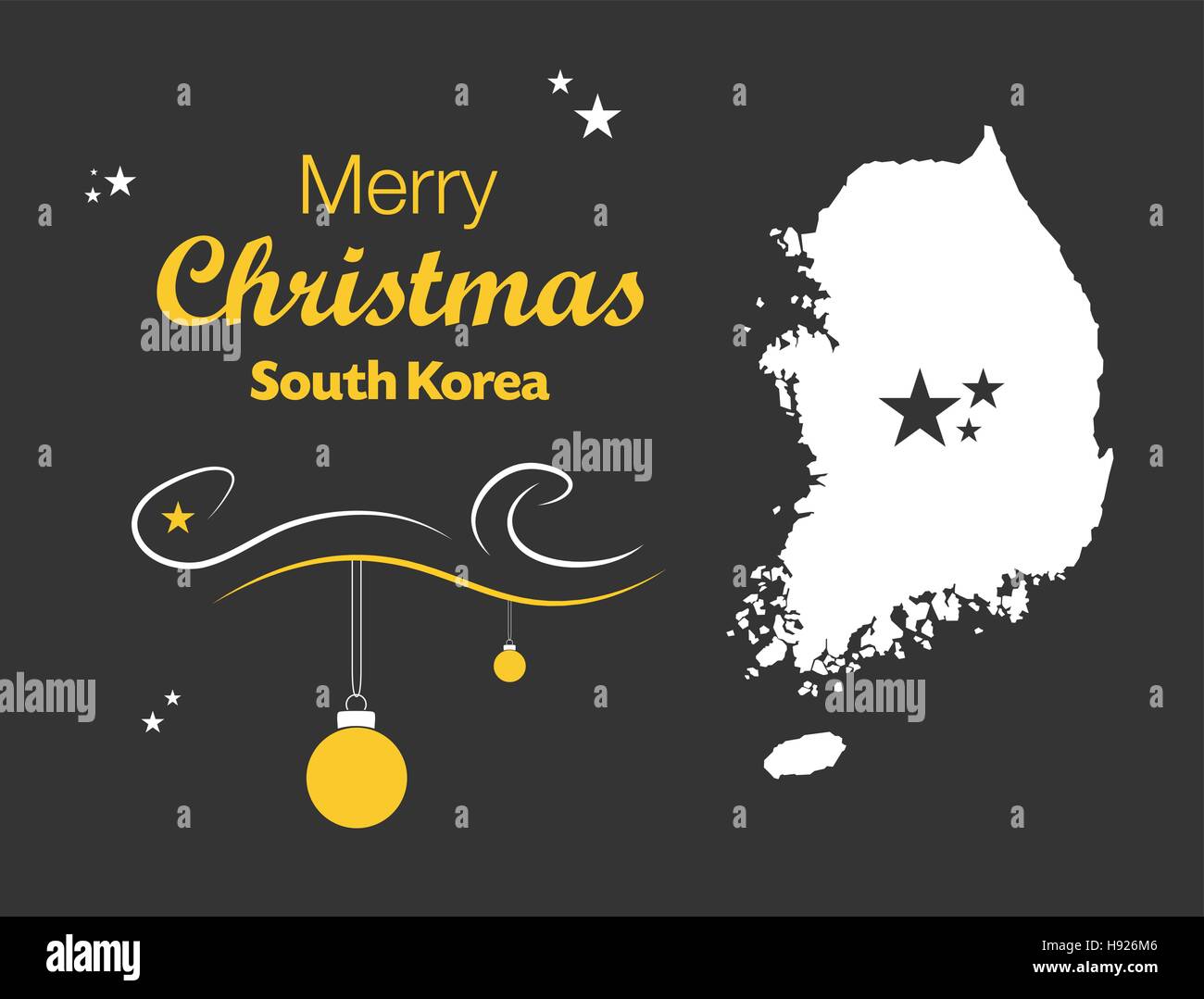 Buon Natale illustrazione con tema mappa di Corea del Sud Illustrazione Vettoriale