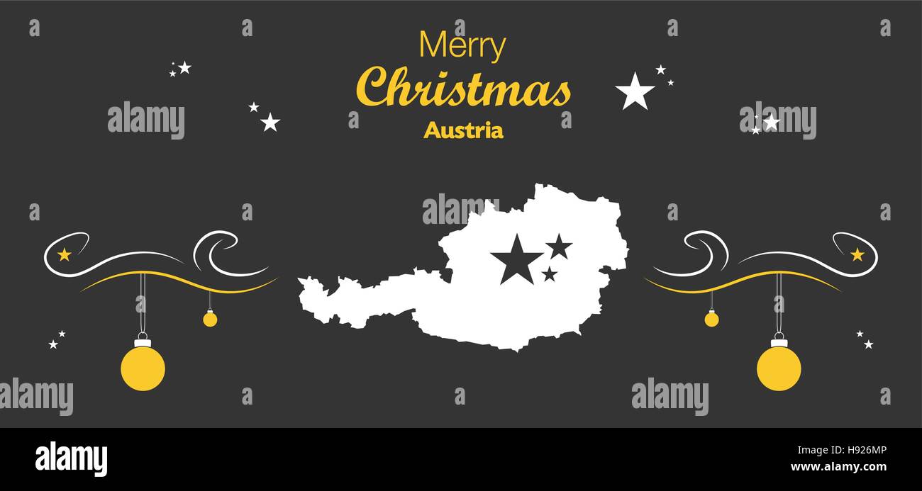 Buon Natale illustrazione con tema mappa d'Austria Illustrazione Vettoriale