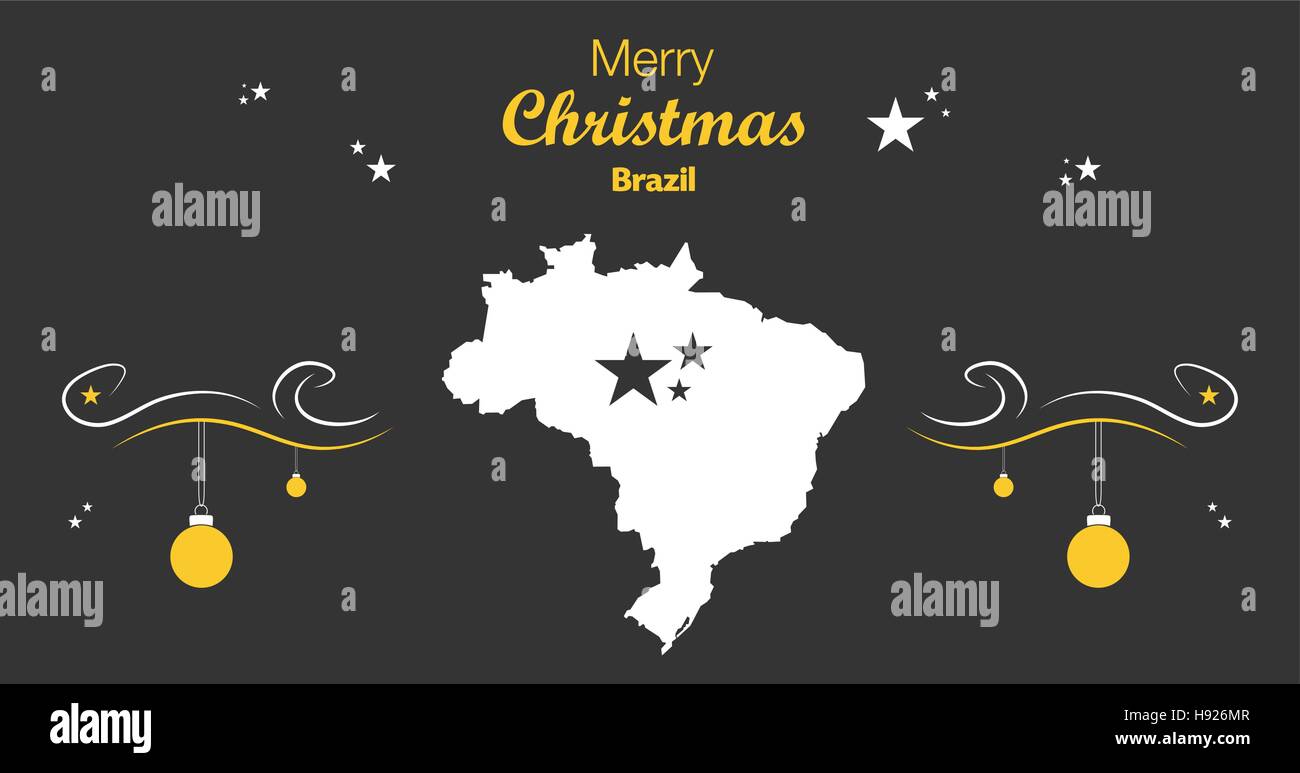 Buon Natale In Brasiliano.Buon Natale Illustrazione Con Tema Mappa Del Brasile Immagine E Vettoriale Alamy