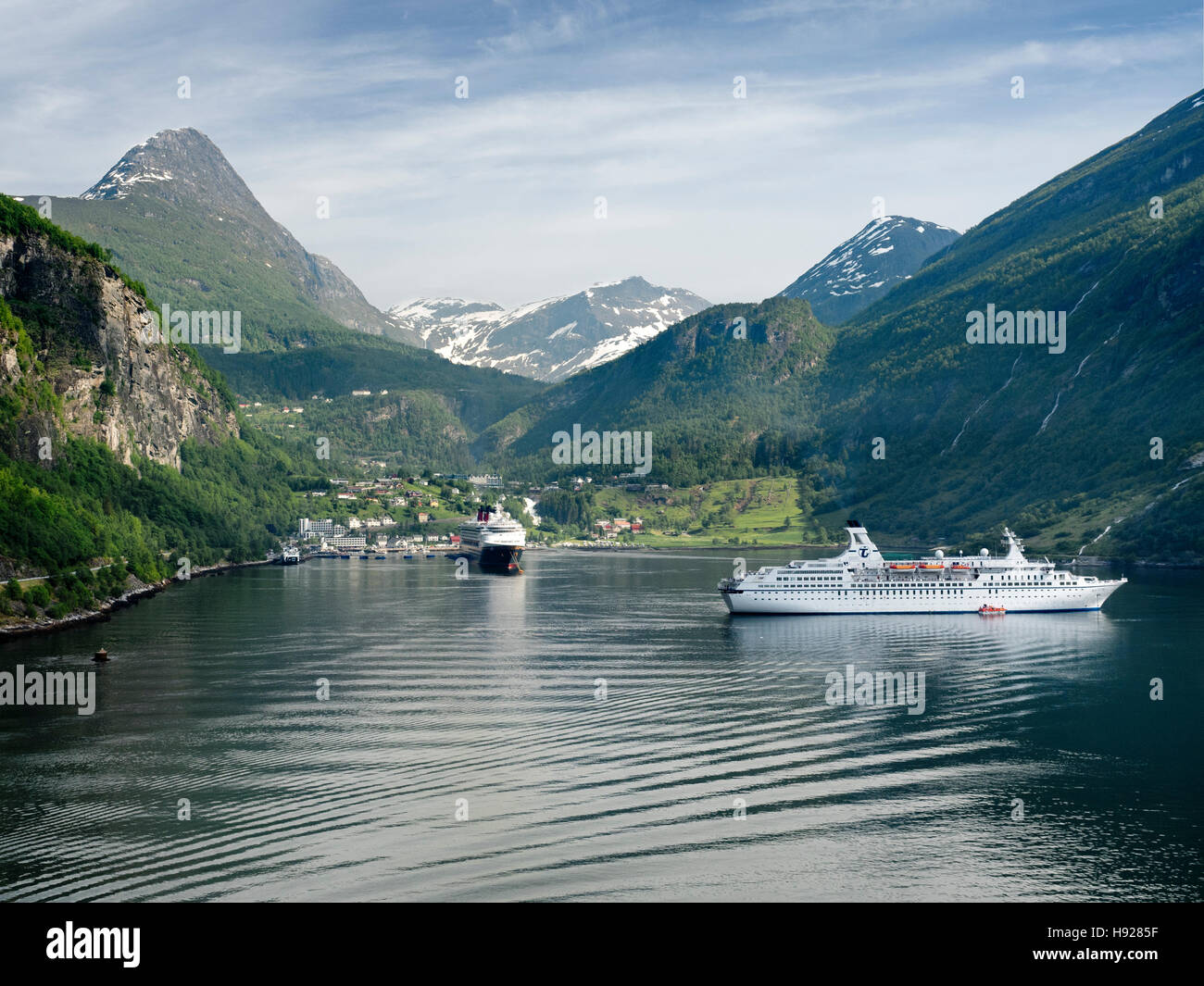 Il magnifico Fiordo di Geiranger nella regione di Sunnmore di More og Romsdall in Norvegia. Foto Stock