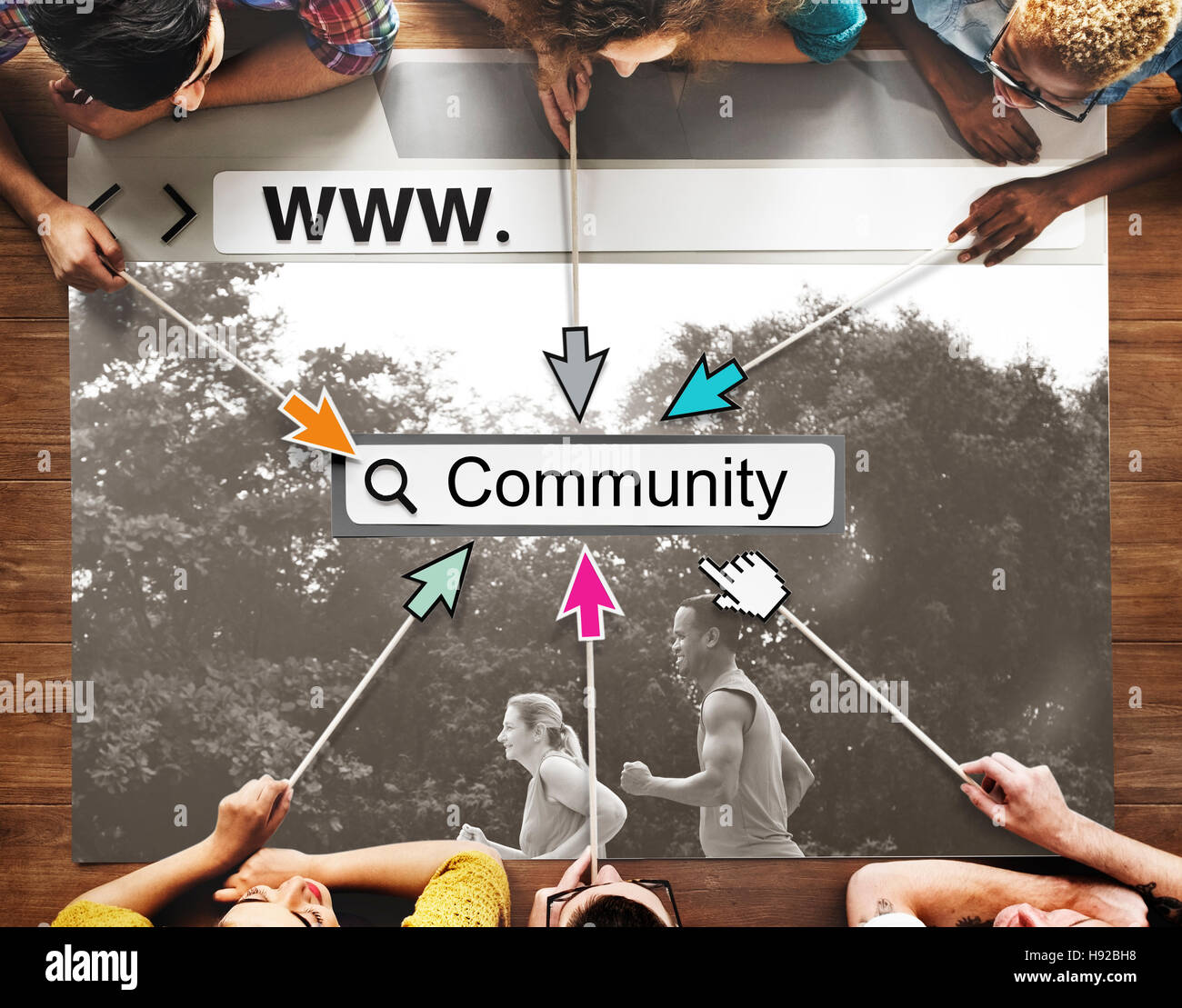 Gruppo comunitario sito Web Pagina Web Online il concetto di tecnologia Foto Stock