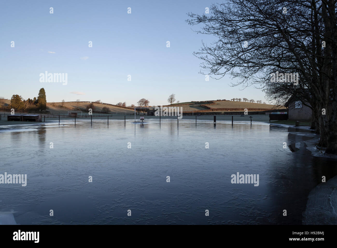 Inondati congelate di calcio Foto Stock