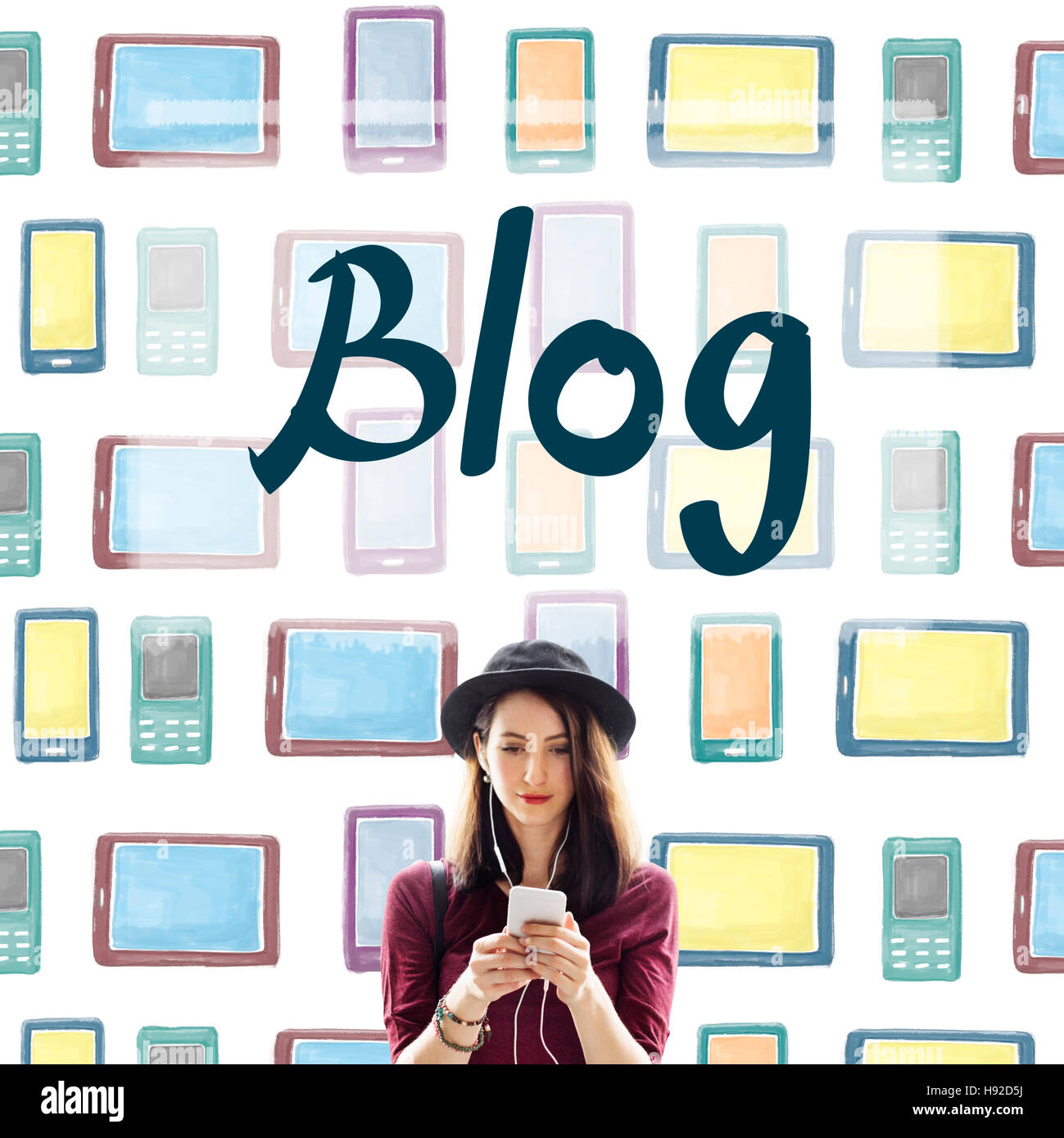 Blog Blog collegando le informazioni sul contenuto del concetto Foto Stock