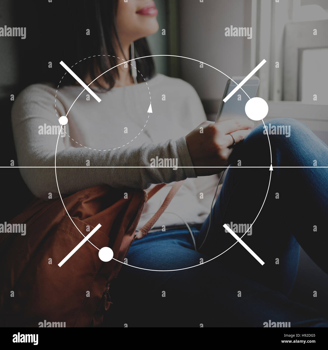 Bella Donna Icona del viaggio il concetto di simbolo Foto Stock