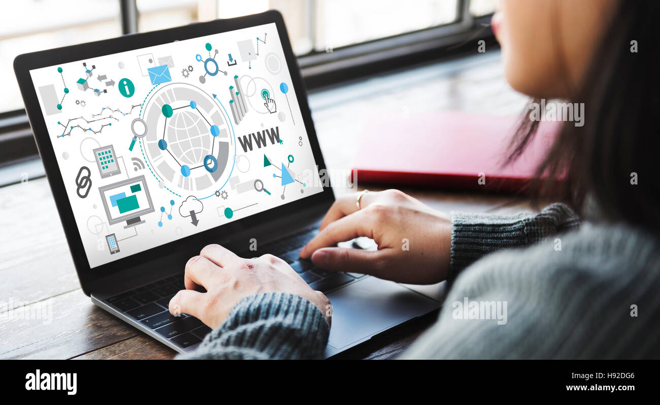 Global Business INNOVAZIONE Analisi del concetto di connessione Foto Stock