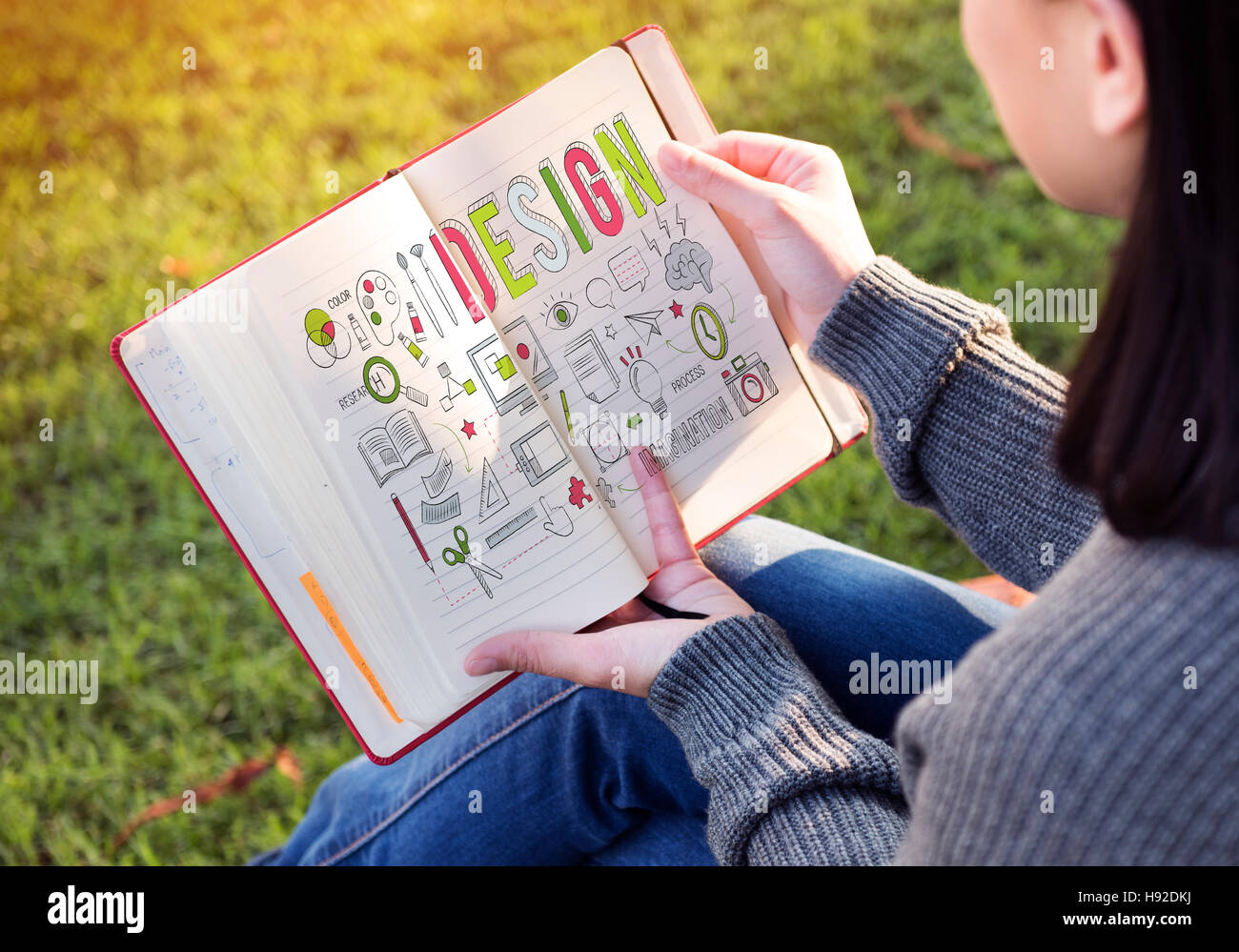 Progettazione di progettazione creativa scopo obiettivo idee concetto Foto Stock