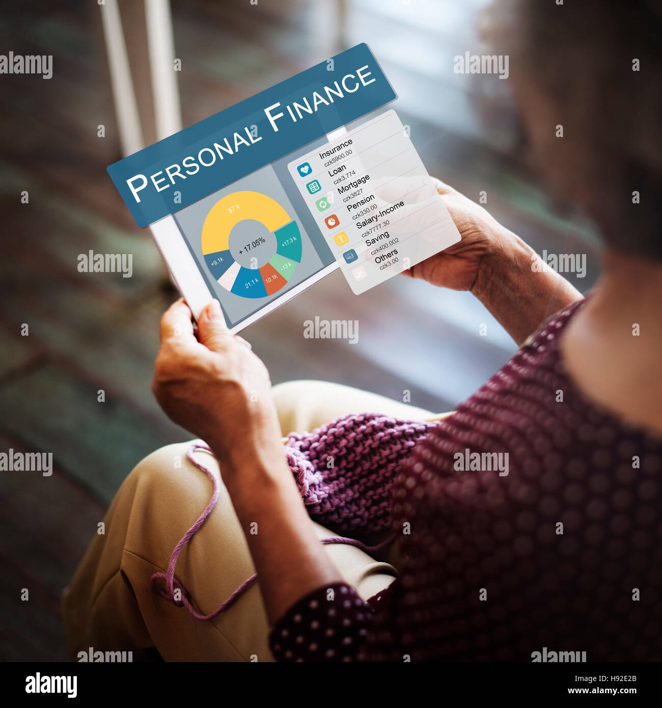 Personal Finance Information equilibrio concetto di privacy Foto Stock
