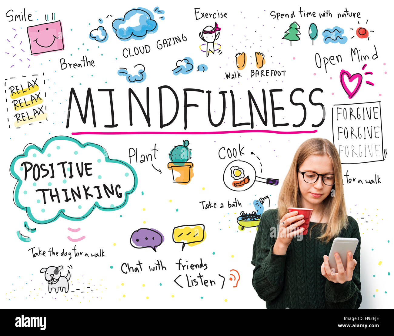 Mindfulness ottimismo Relax il concetto di armonia Foto Stock