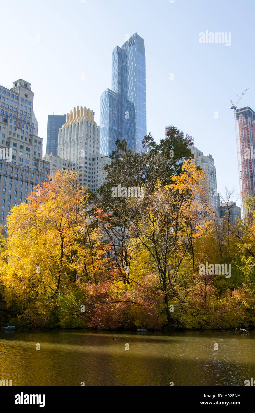 Central park autunno scena, New York, Stati Uniti d'America Foto Stock