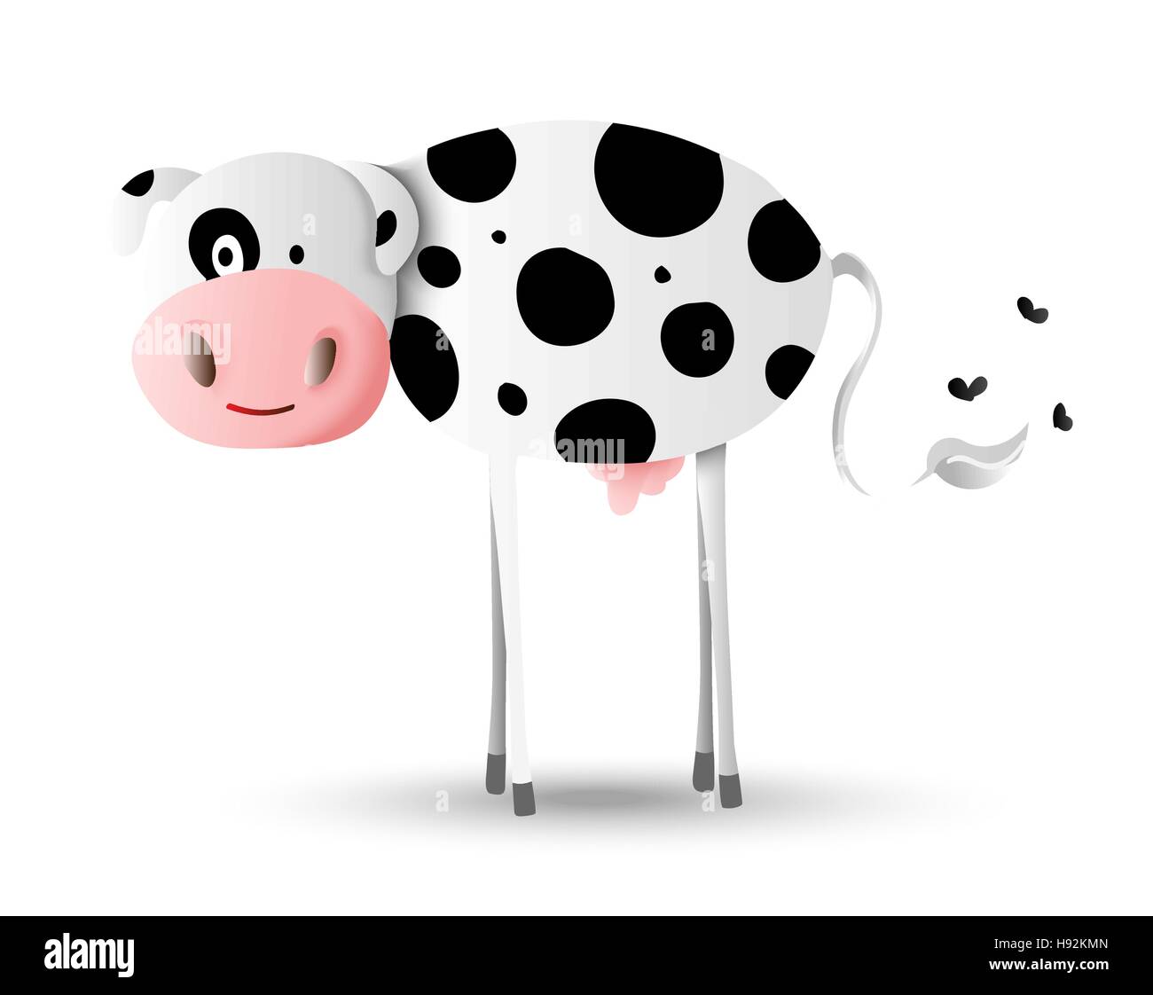 Simpatici animali da allevamento illustrazione cartoon, felice vacca Holstein con macchie nere. Ideale per i bambini o i progetti di istruzione. EPS10 vettore. Illustrazione Vettoriale