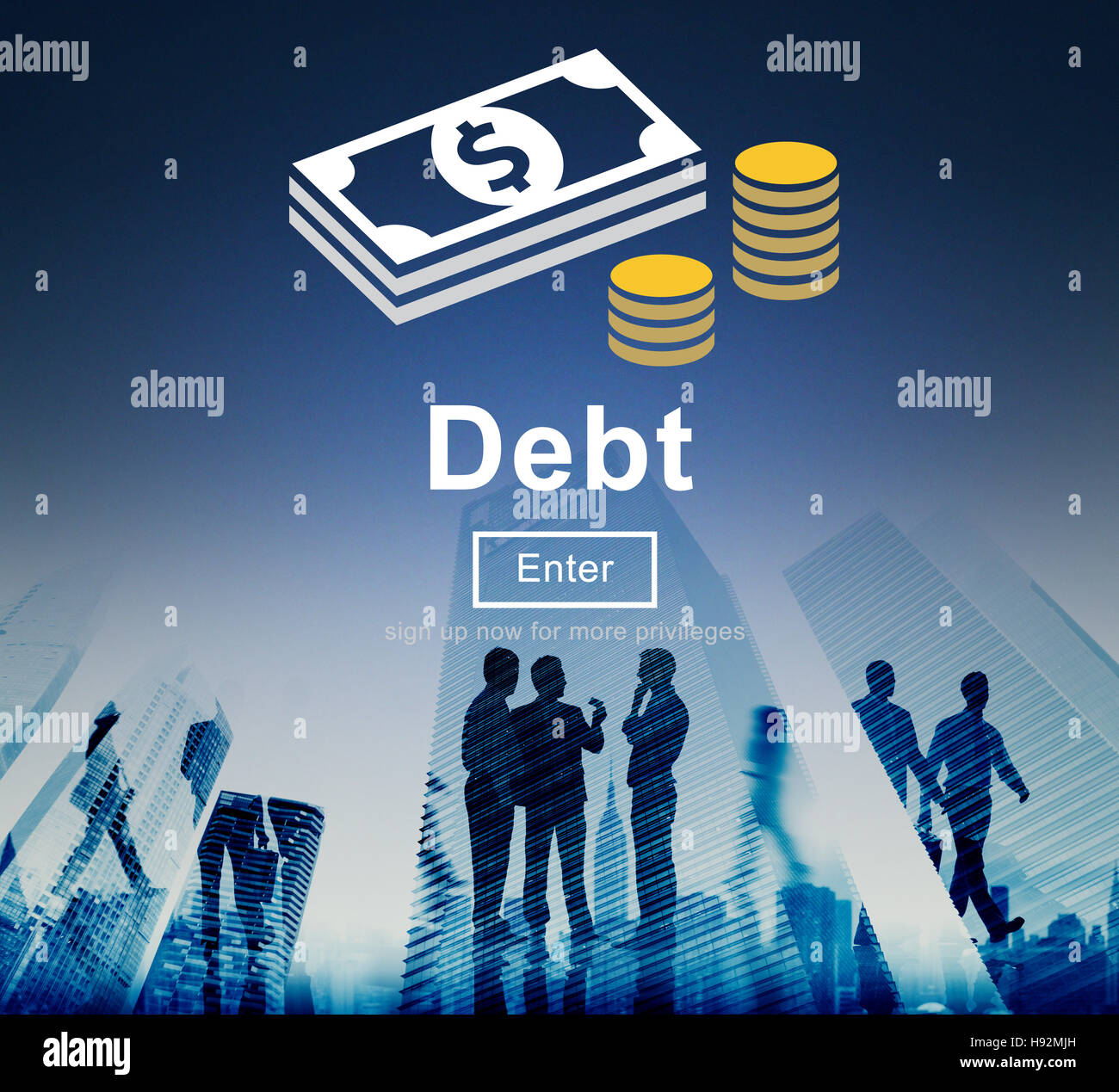 Il debito di credito prestito denaro problema finanziario Concept Foto Stock