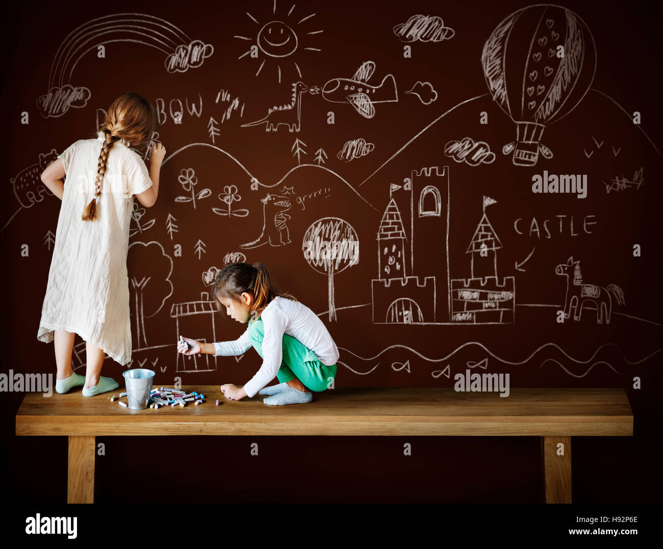 Blackboard disegno Immaginazione Creativa Idea Concept Foto Stock