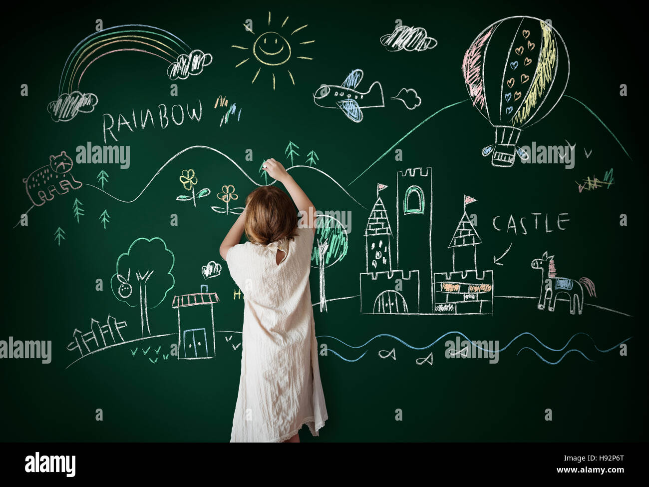Blackboard disegno Immaginazione Creativa Idea Concept Foto Stock