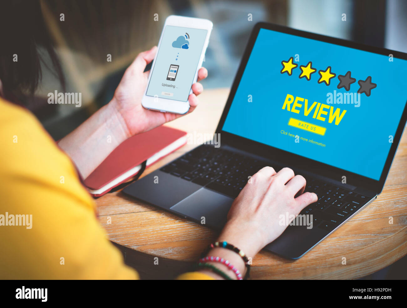 Customre commento di feedback voto rivedere il concetto di risultati Foto Stock