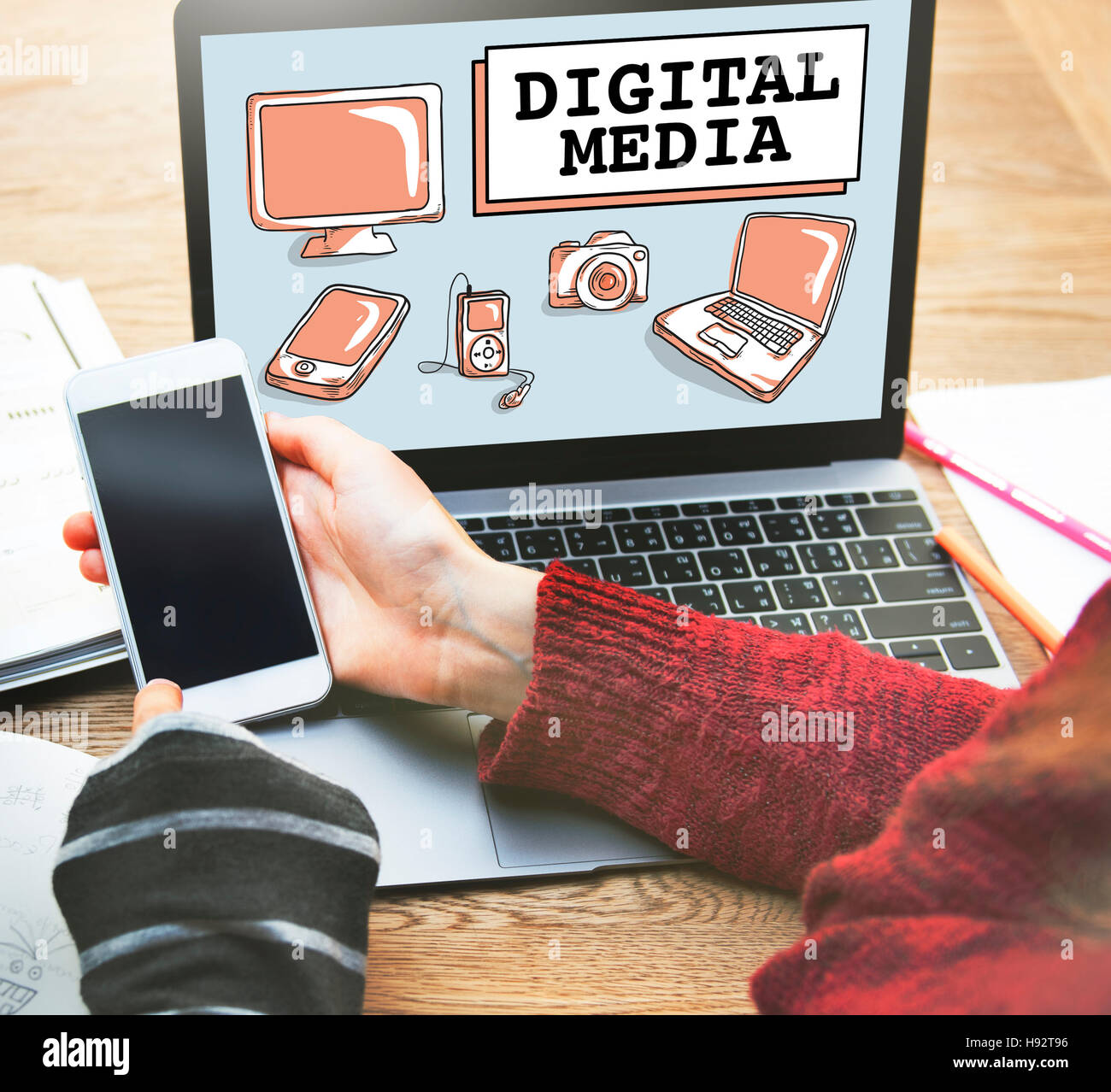 Digital Media Social network il concetto delle icone Foto Stock