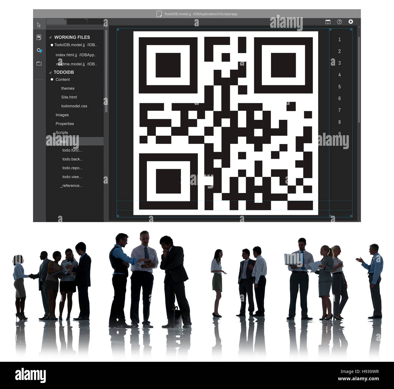 Codice QR Interfaccia crittografia concetto di codifica Foto Stock