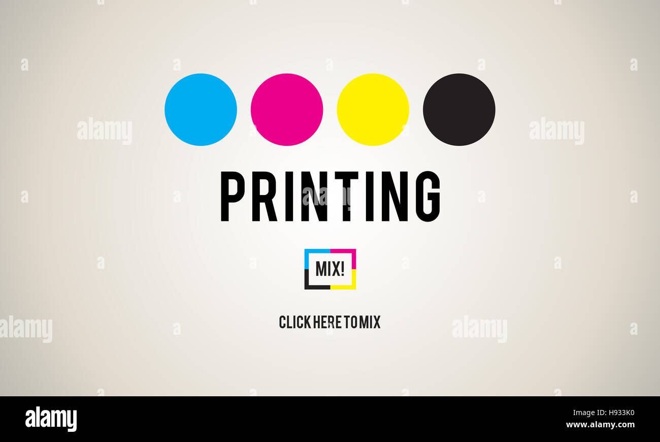 Processo di stampa offset a colori di inchiostro media industria Concept Foto Stock