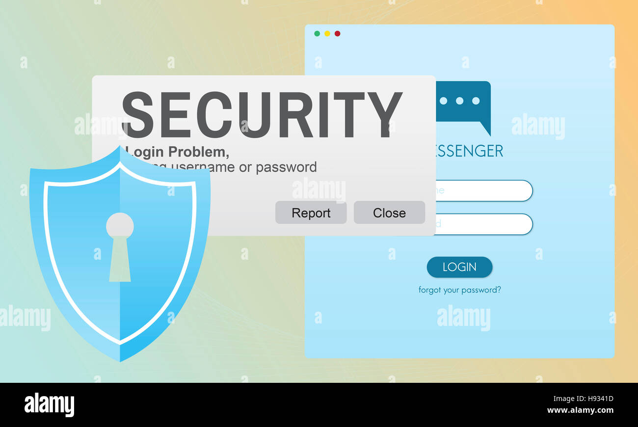 Sistema di sicurezza della password di accesso alla rete di dati concetto di sorveglianza Foto Stock