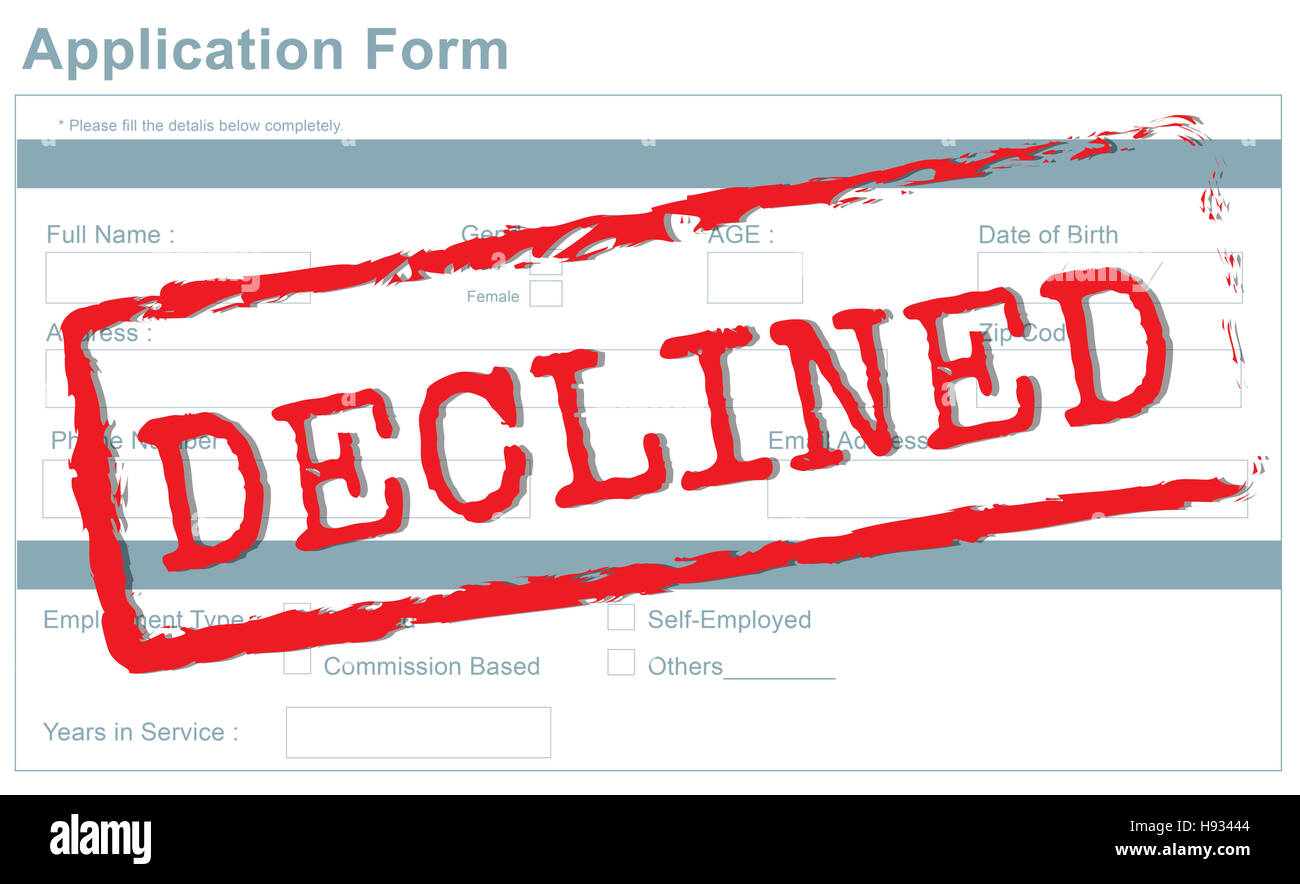 Declino declinato Rigetto il concetto di rifiuto Foto Stock