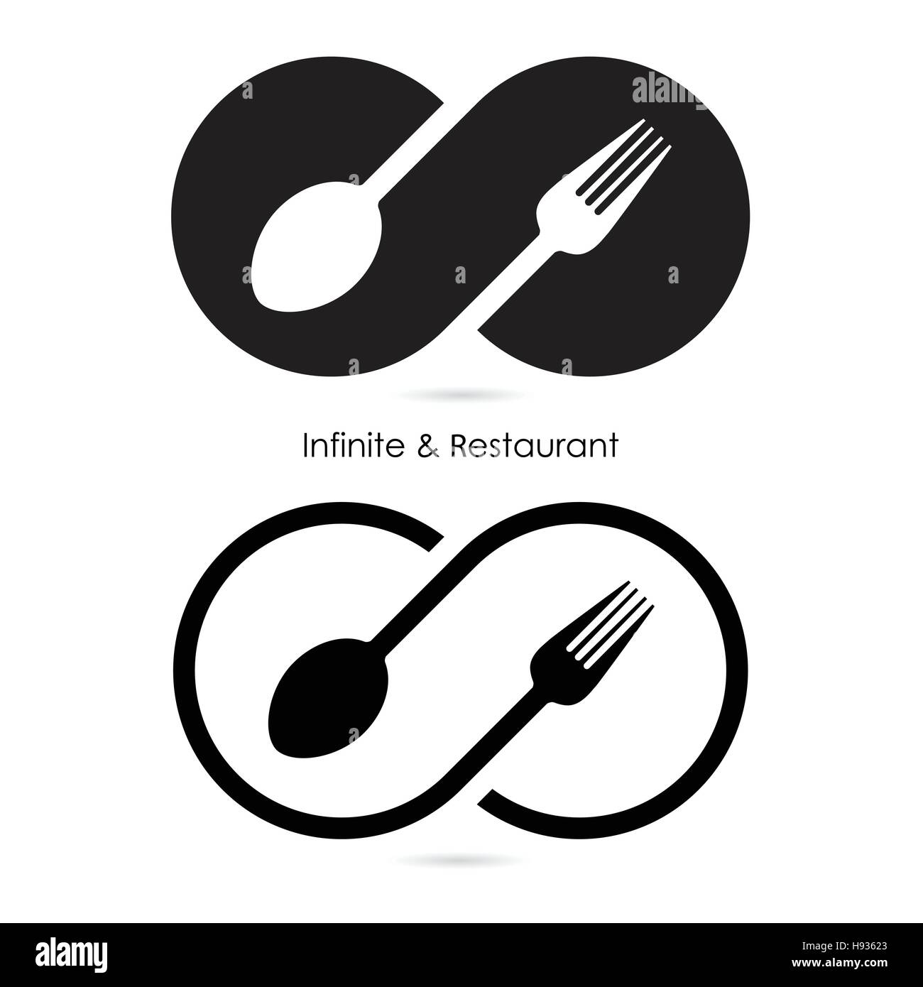 Infinito & ristorante icon.Food & infinito icon.Forcella Cucchiaio & icon.Business o cibi e bevande concetto.illustrazione vettoriale Illustrazione Vettoriale