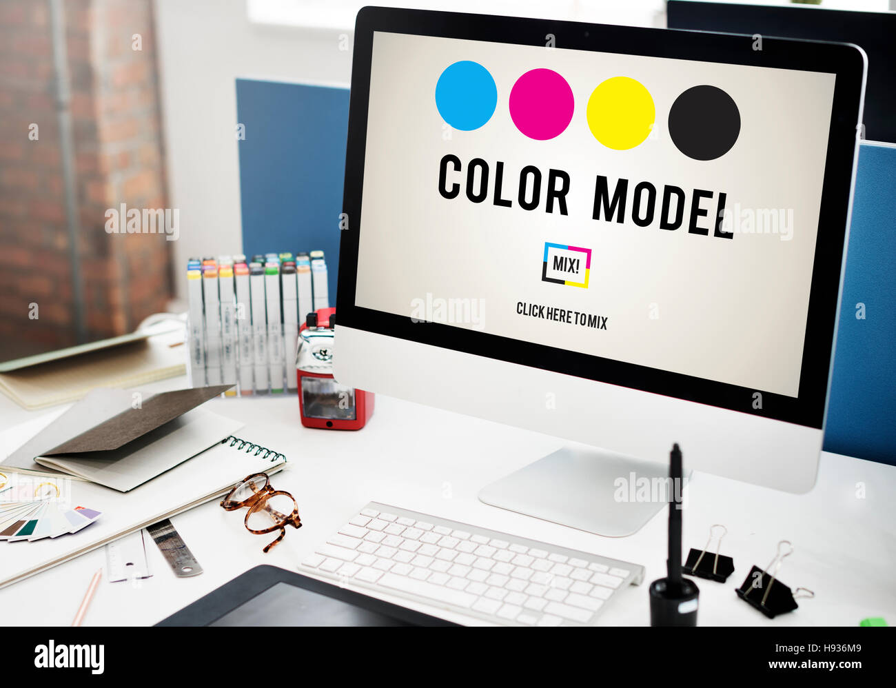 Il colore del modello di progettazione tecnica del pigmento di vernice il concetto di movimento Foto Stock