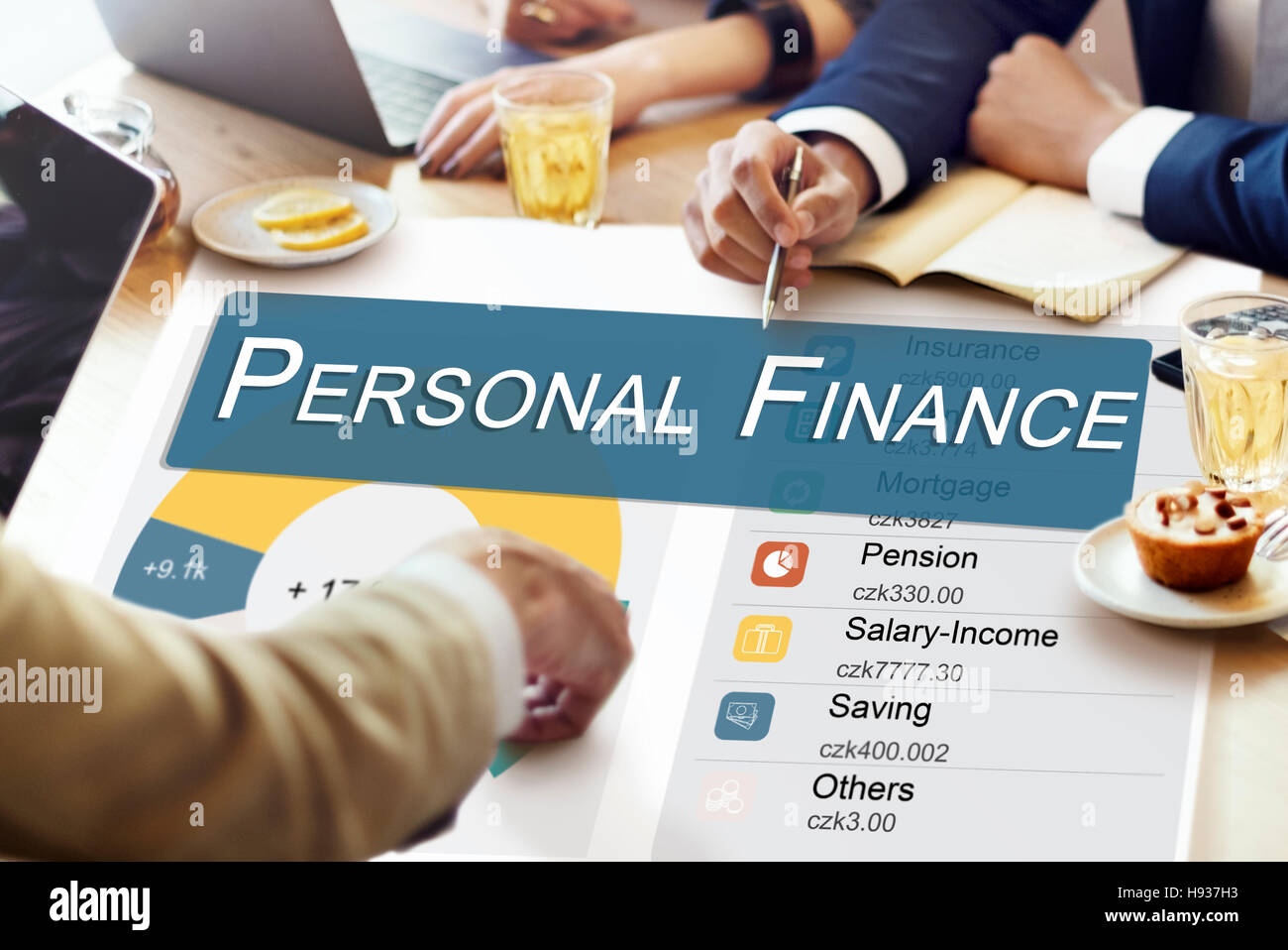 Personal Finance Information equilibrio concetto di privacy Foto Stock