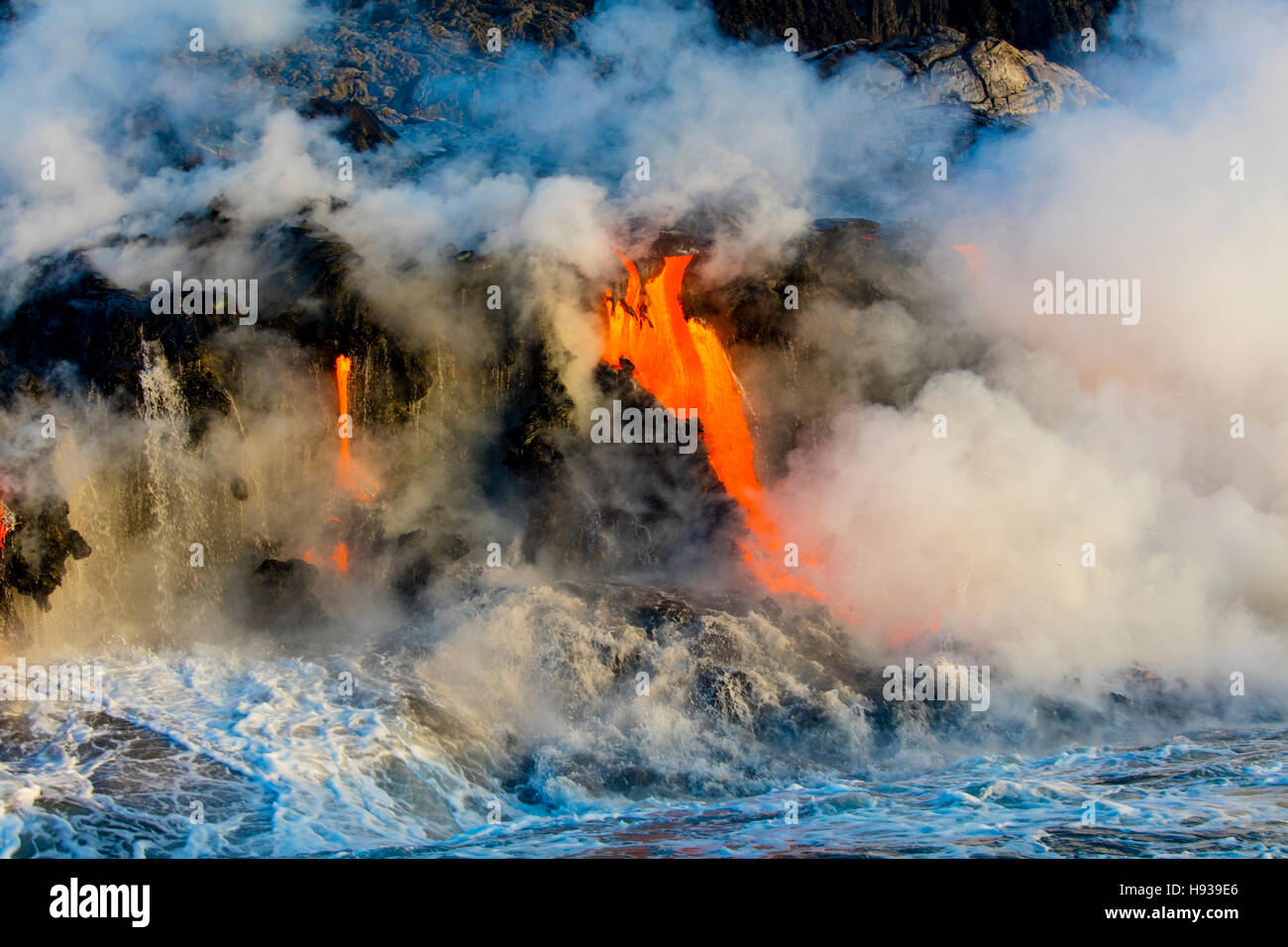 Lava Tour in Barca, vulcano Kilauea, HVNP. Isola di Hawaii, Hawaii Foto Stock