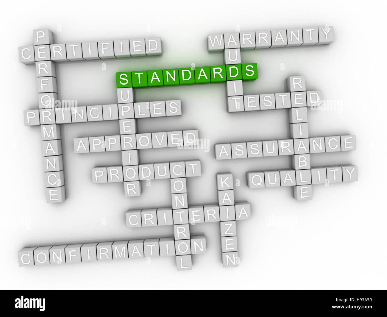 3D standard, parola concetto cloud su sfondo bianco Foto Stock