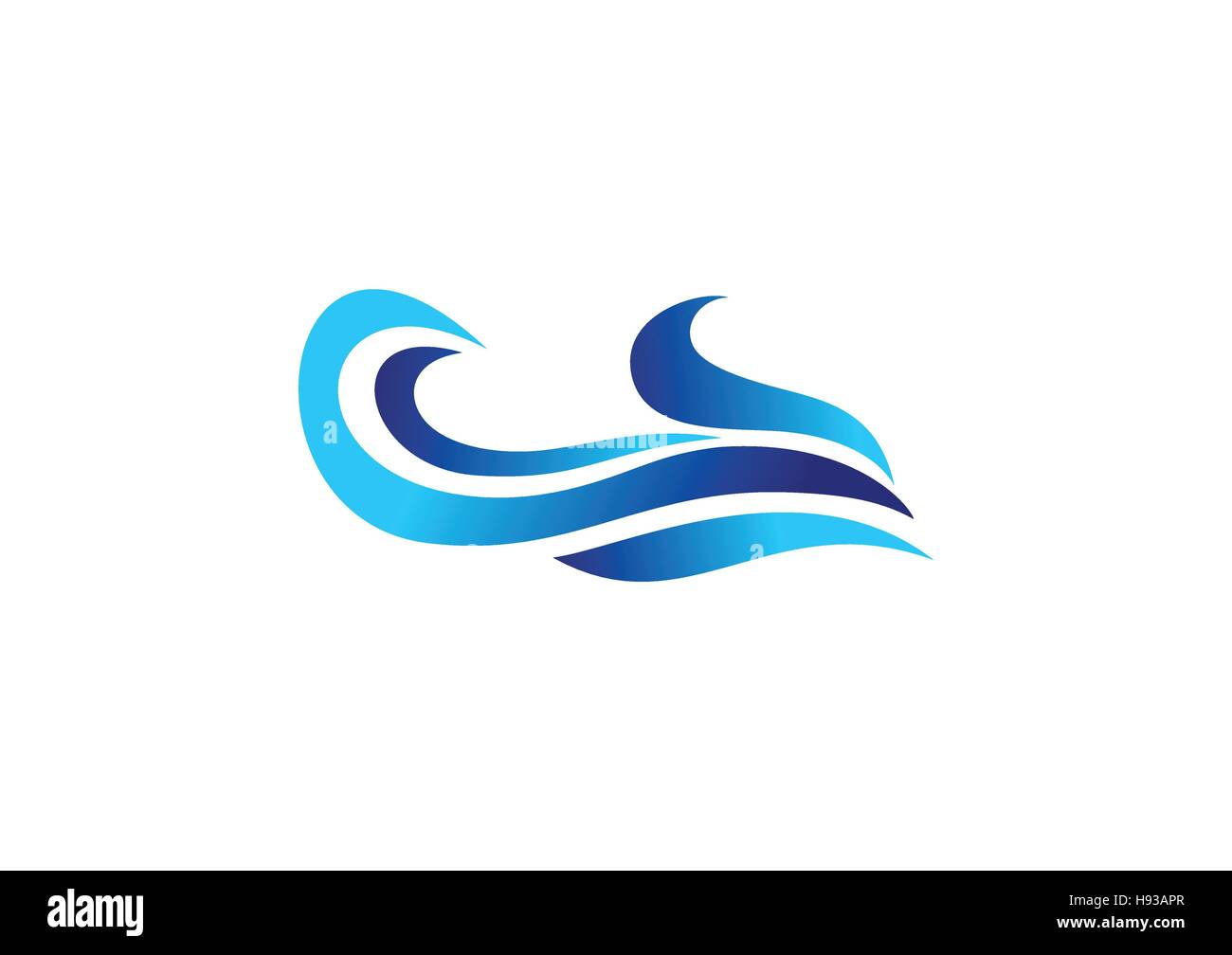 Onde blu del logo, concetto astratto di acqua blu simbolo onde, oceano mare wave icona disegno vettoriale Illustrazione Vettoriale