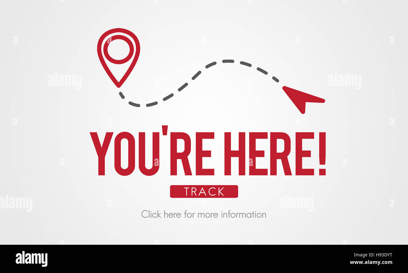 Siete qui spostarsi di localizzazione della posizione il concetto di pianificazione Foto Stock