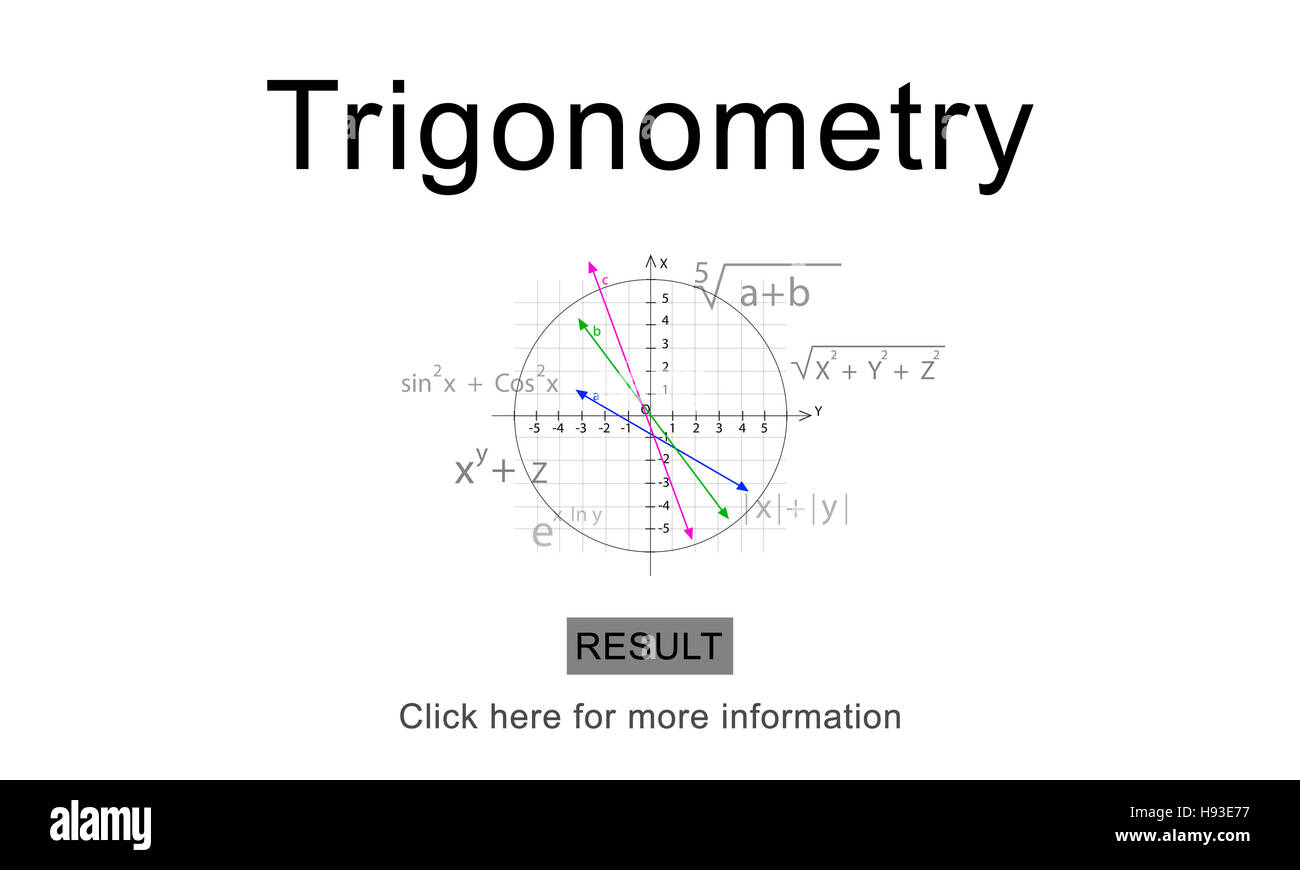 Trigonometria Algebra equazione conoscenza Imparare Concept Foto Stock