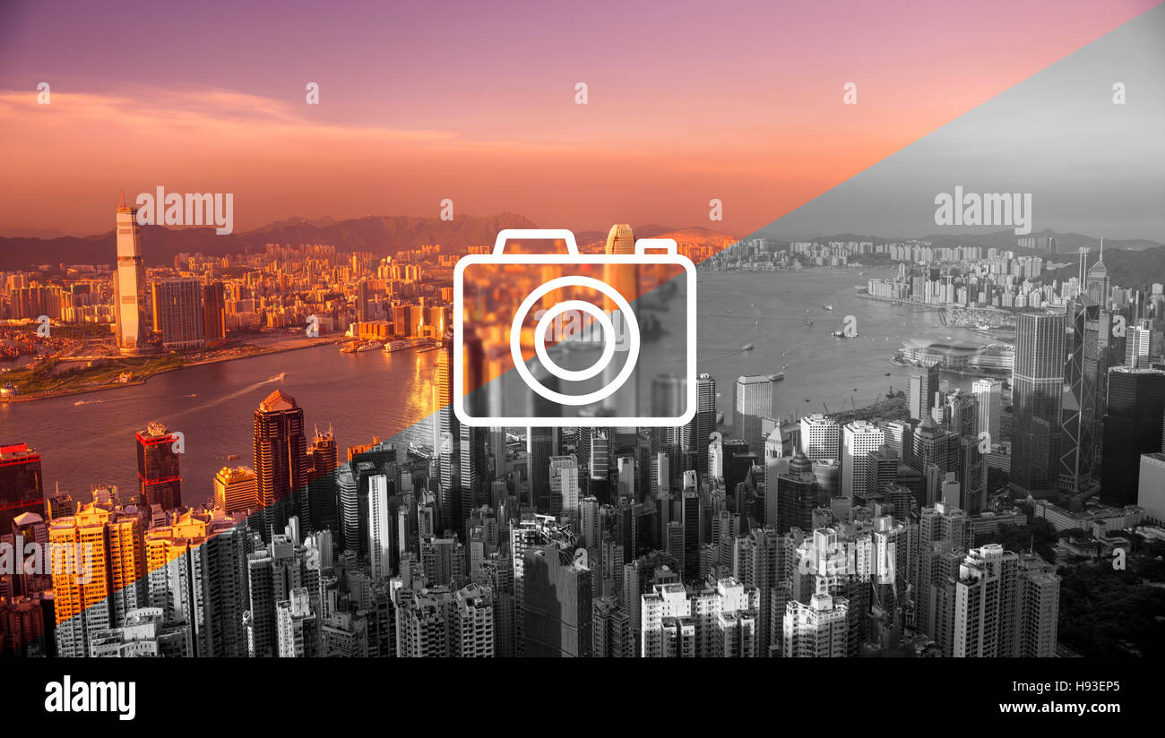 Foto di Hong Kong Cityscape Downtown Visualizza Concept Foto Stock