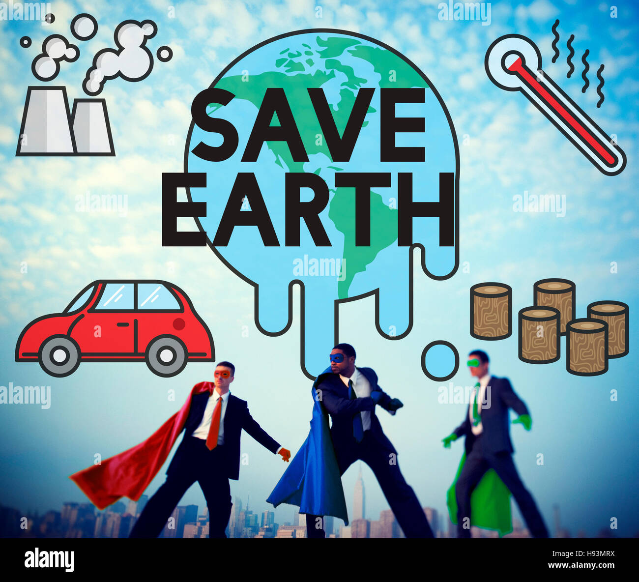 Temperatura massa salva pianeta inquinamento Ambiente Cambiamento Climatico Foto Stock