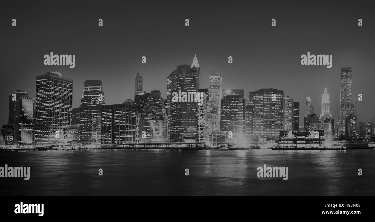 New York City Panorama il concetto di notte Foto Stock