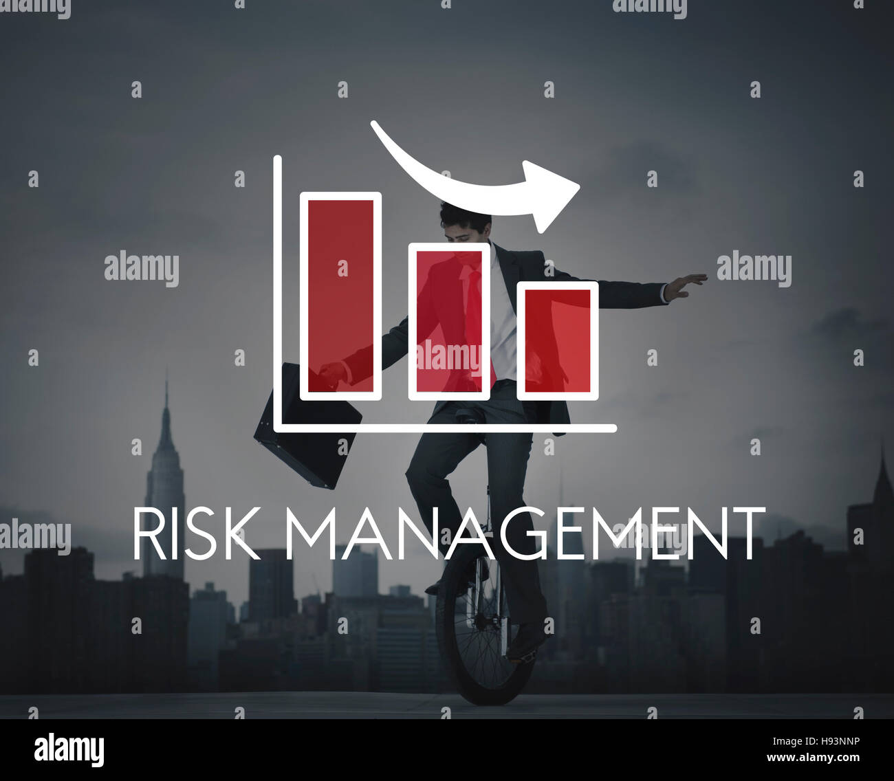 La gestione del rischio diagramma grafico concetto freccia Foto Stock