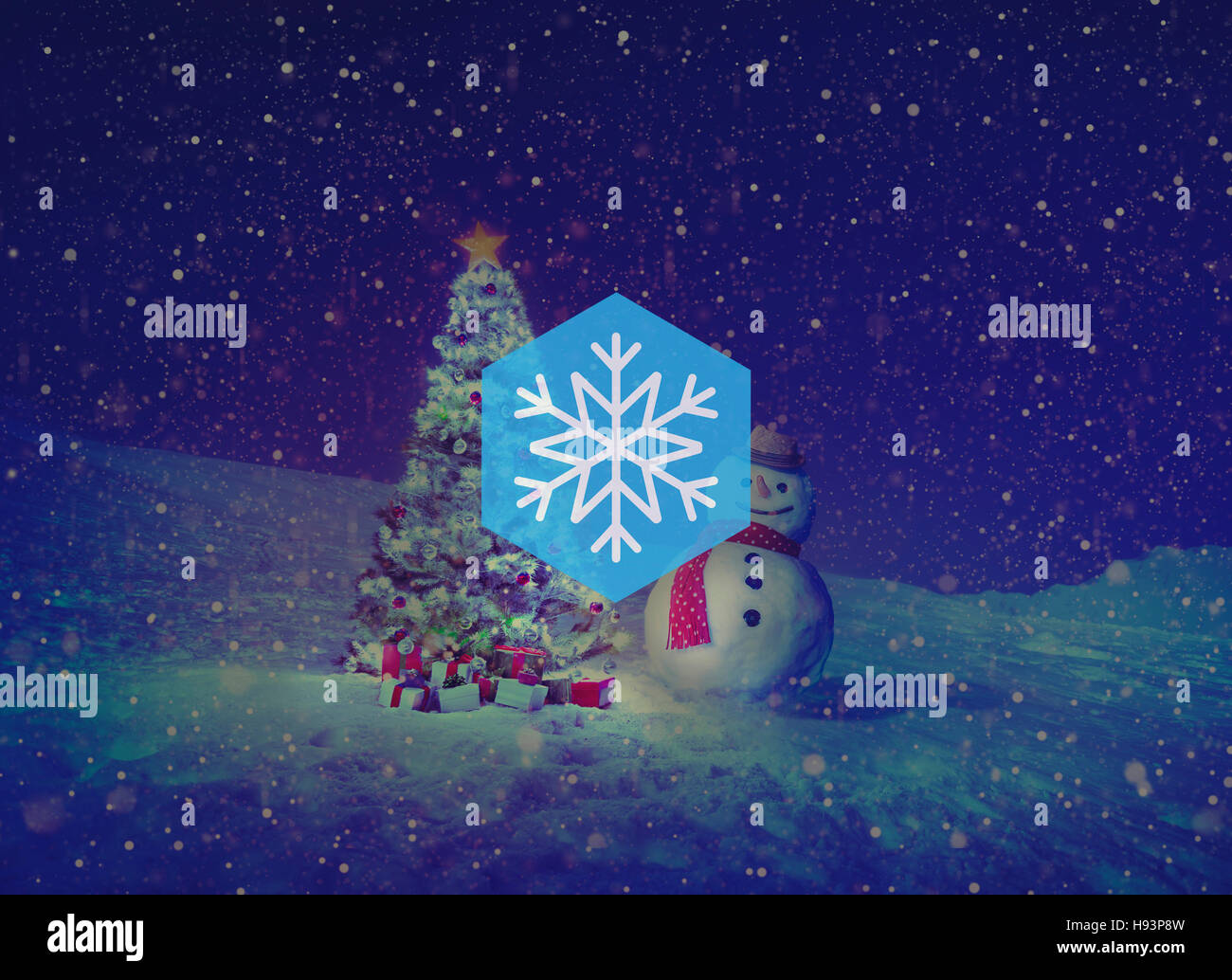 In inverno la neve il simbolo del fiocco di neve Blizzard Concetto di Natale Foto Stock