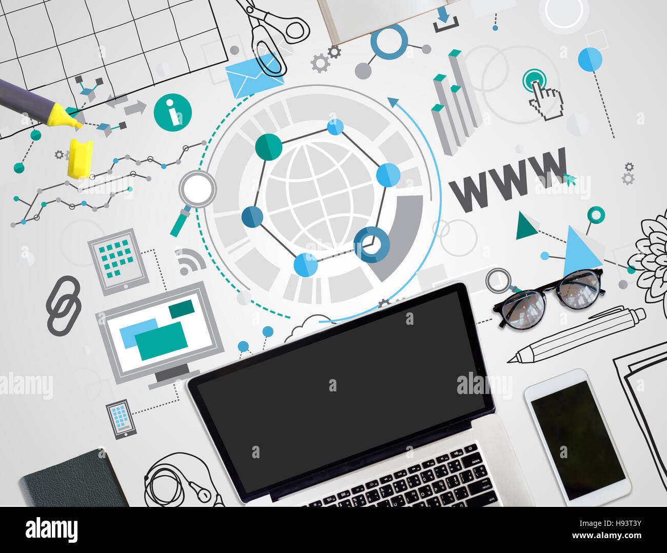 Global Business INNOVAZIONE Analisi del concetto di connessione Foto Stock