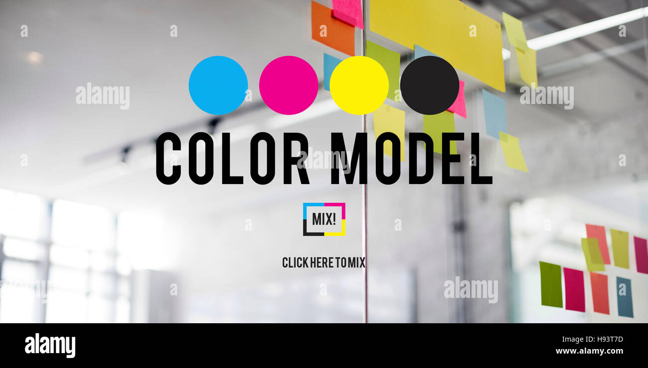 La stampa a colori di inchiostro Modello di colore CMYK di concetto Foto Stock
