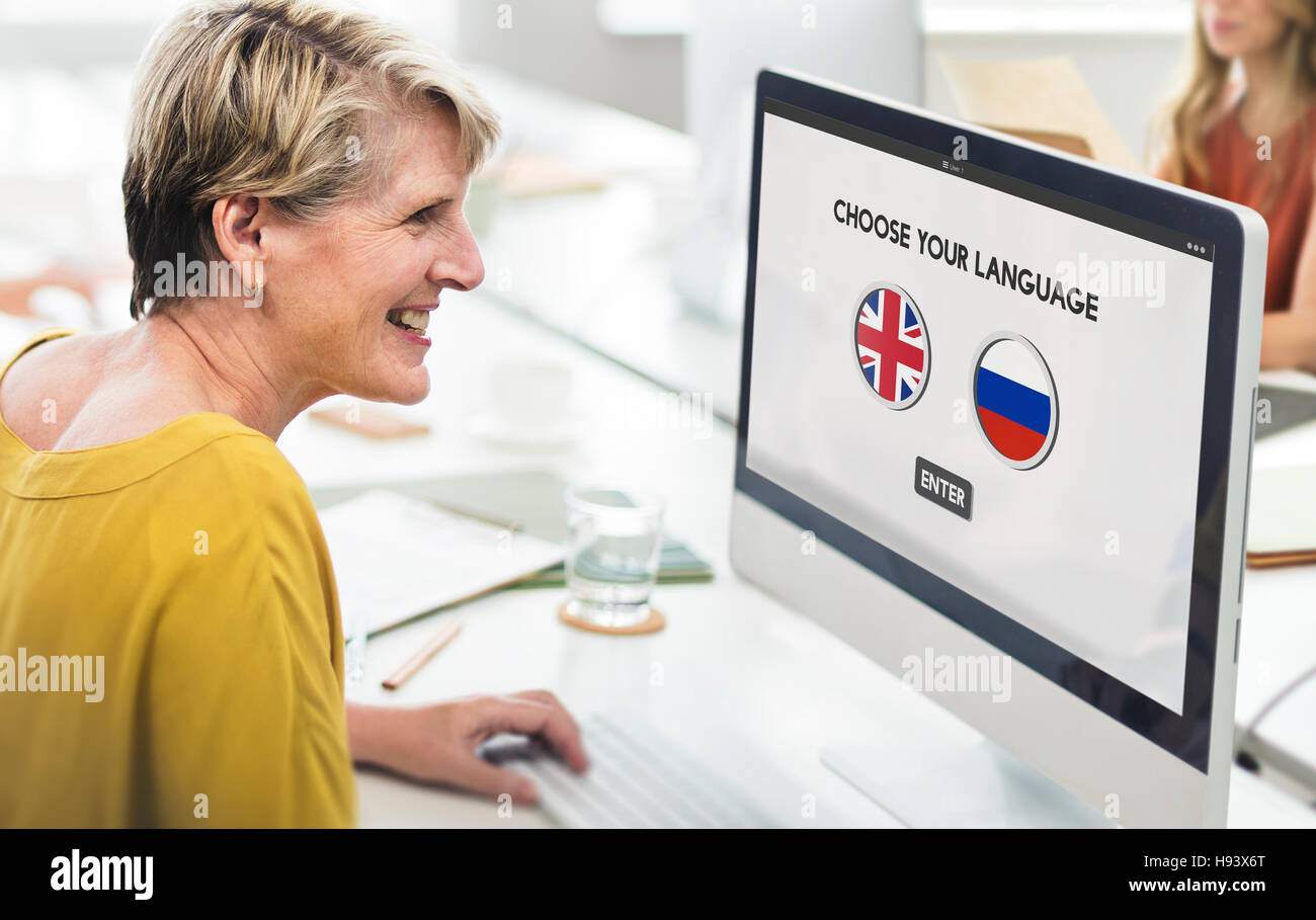 Russo Italiano Lingua di comunicazione Concept Foto Stock