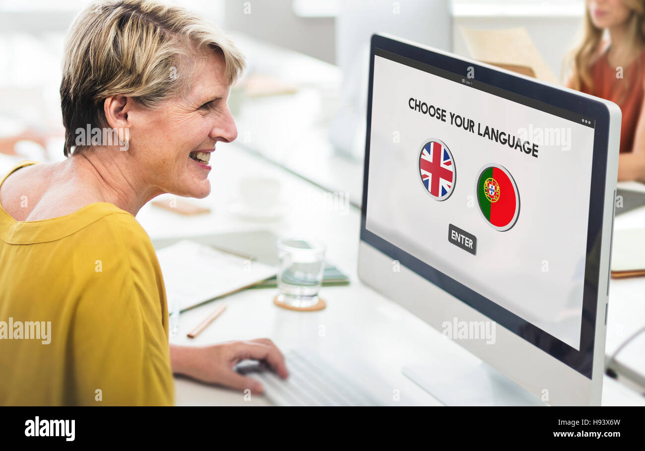 Portogallo inglese lingua di comunicazione Concept Foto Stock