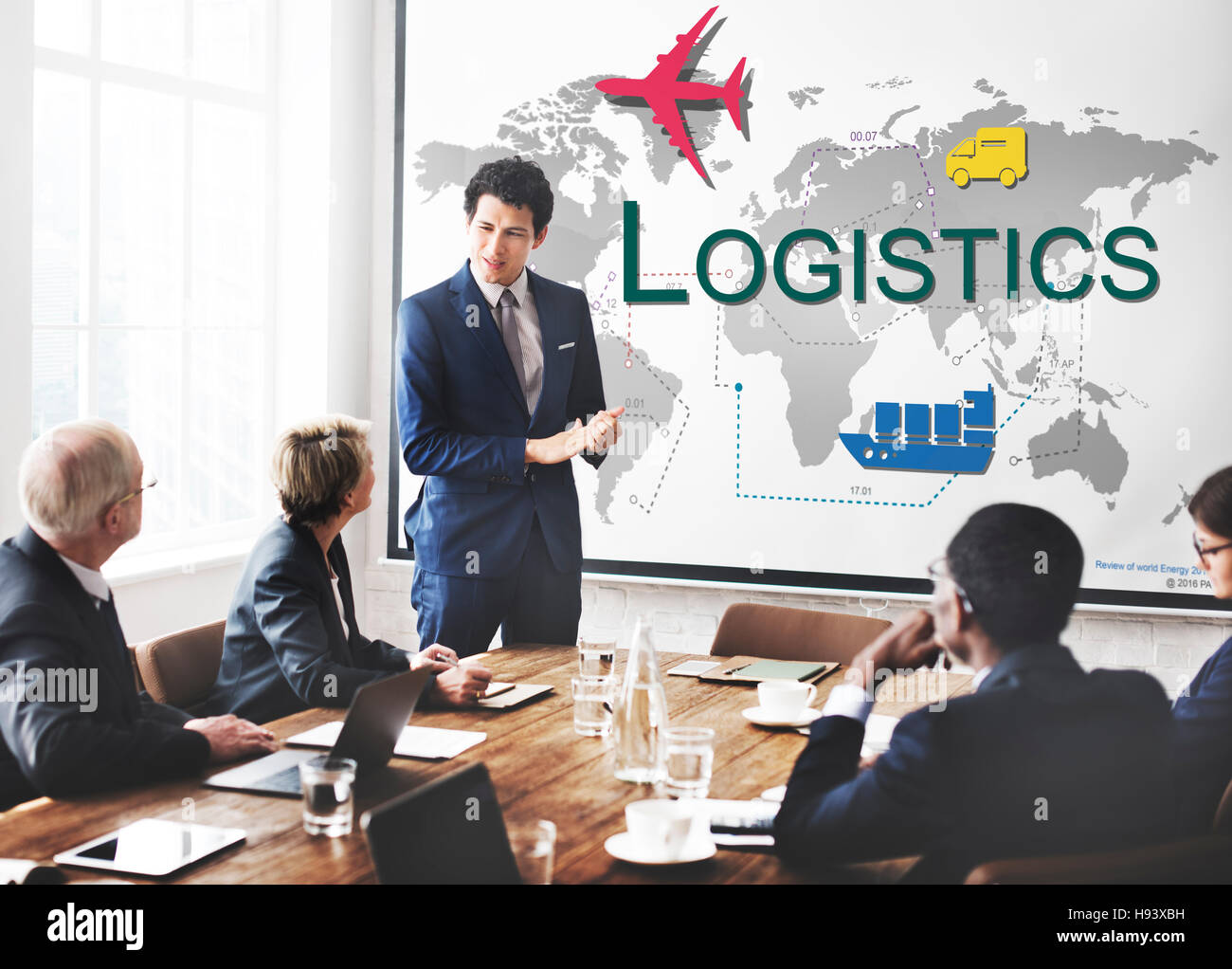 La logistica del trasporto merci di Storage Management Concetto di alimentazione Foto Stock