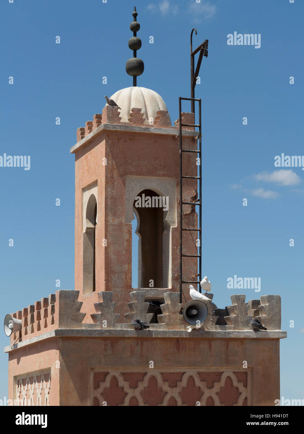 Minareto della moschea di Marrakech, Marocco, Africa del Nord Foto Stock