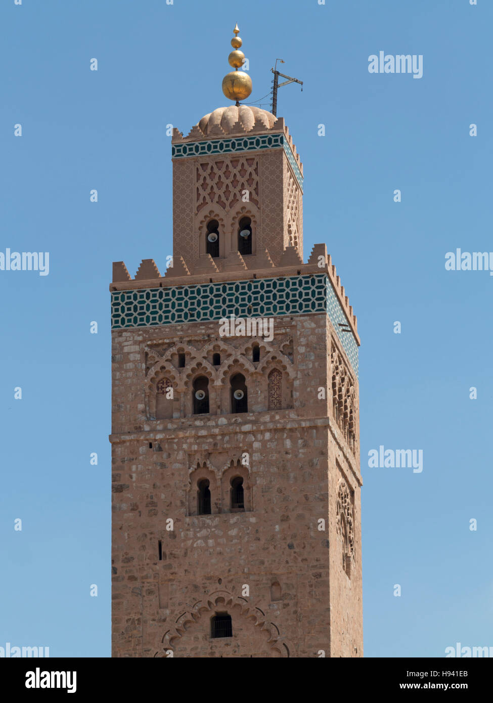 Il minareto della Moschea Koutoubia , Marrakech , Marocco , il Nord Africa Foto Stock